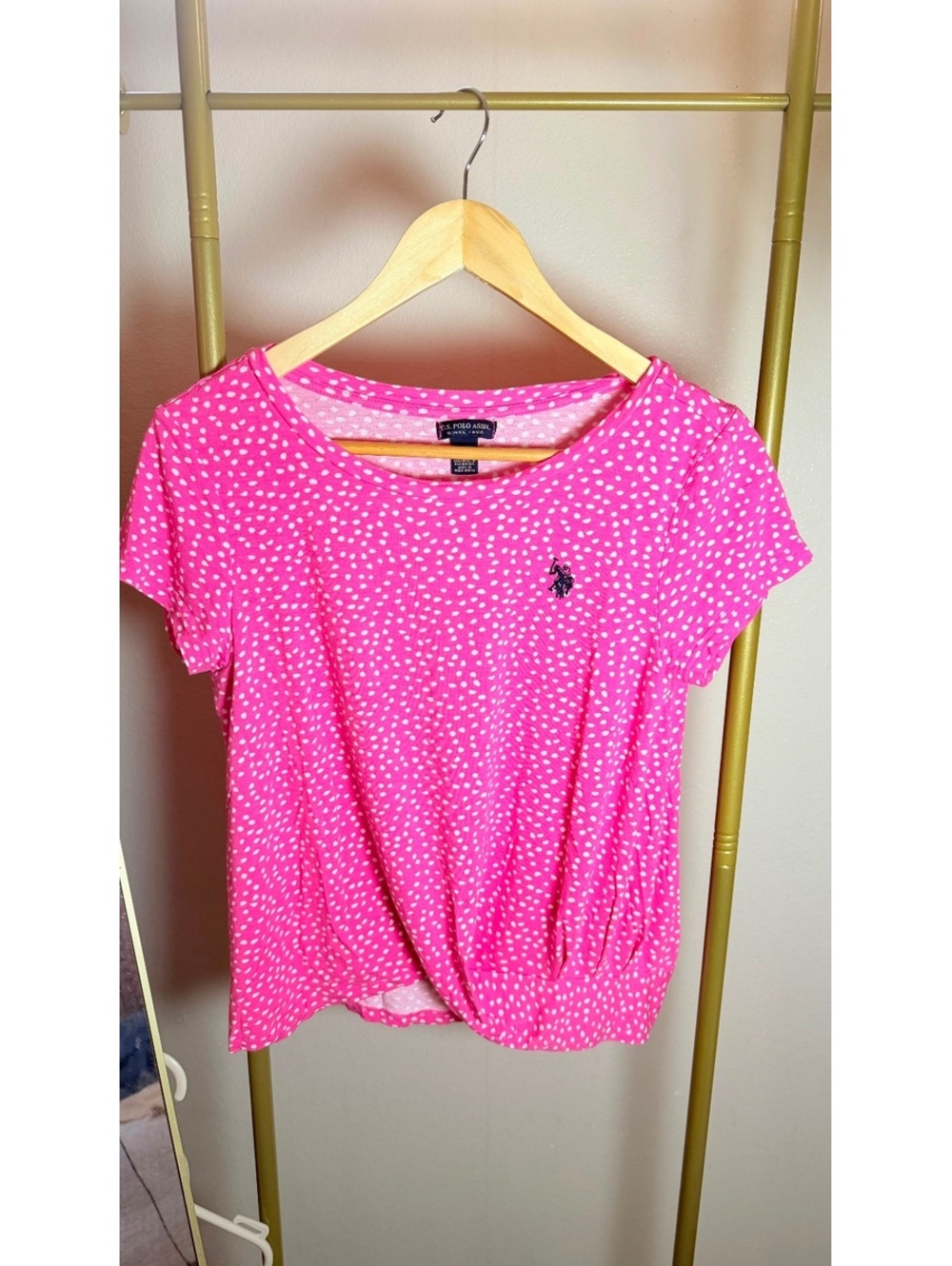 Size XS Pink TWIST FRONT CREW NECK T-SHIRT